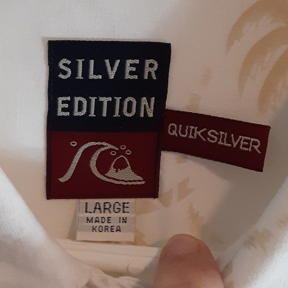 Quicksilver Silver Edition Palm Tree Tropical Mens Shirt Short Sleeve - Picture 6 of 9